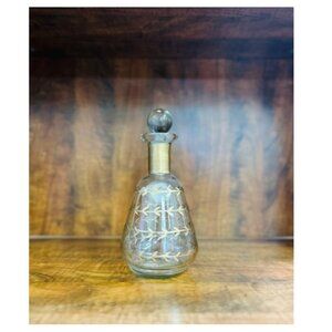 Vintage inspired gold leaf etched glass decanter w/ topper​